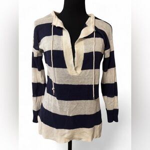 LOFT Navy and Cream Knit Sweater